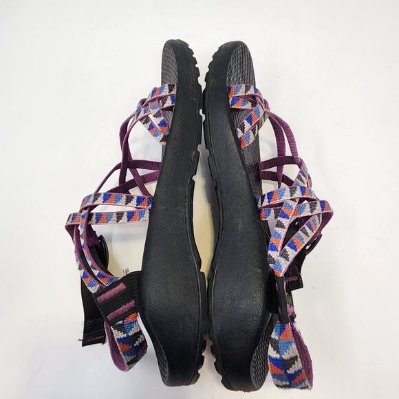 Chaco ZX2 Cloud Purple Geometric Print Sandal Women Size 9 Double Strap Toe Loop - Picture 8 of 9